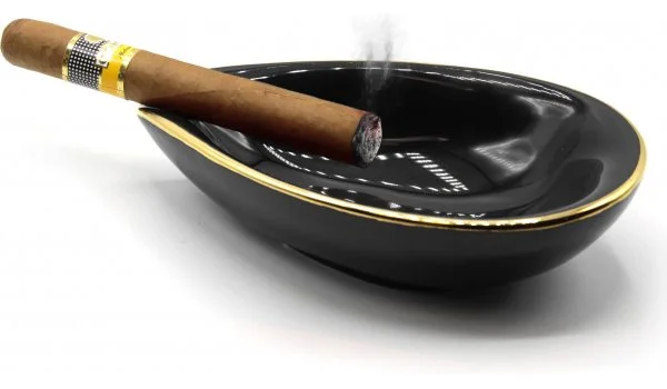 adorini keramisk cigaraskebæger blad sort