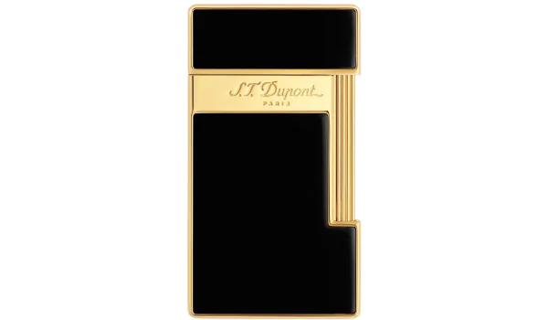 S.T. Dupont Slimmy Lighter Sort Lak Guld 028002